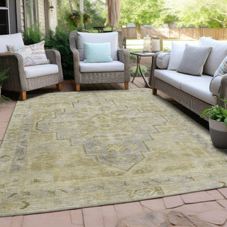 Piper Looms Chantille Border ACN1918 Gold Machine Washable Area Rug Outdoor Lifestyle Image Feature