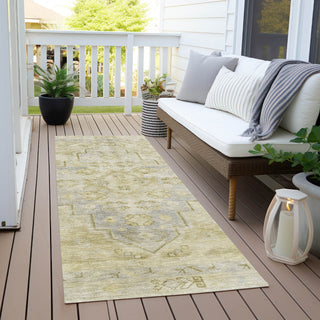 Piper Looms Chantille Border ACN1918 Gold Machine Washable Area Rug Runner Outdoor Lifestyle Image Feature