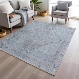 Piper Looms Chantille Border ACN1918 Gray Machine Washable Area Rug Lifestyle Image Feature