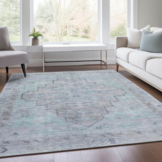 Piper Looms Chantille Border ACN1918 Gray Machine Washable Area Rug Lifestyle Image Feature