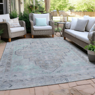Piper Looms Chantille Border ACN1918 Gray Machine Washable Area Rug Outdoor Lifestyle Image Feature