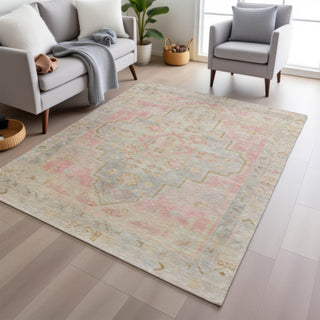 Piper Looms Chantille Border ACN1918 Pink Machine Washable Area Rug Lifestyle Image Feature
