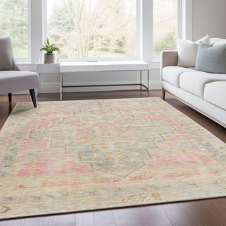 Piper Looms Chantille Border ACN1918 Pink Machine Washable Area Rug Lifestyle Image Feature