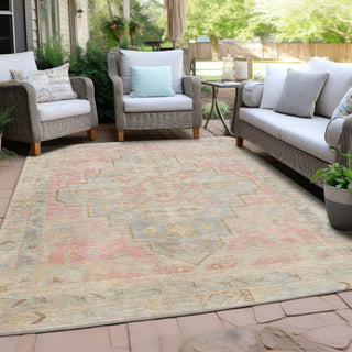 Piper Looms Chantille Border ACN1918 Pink Machine Washable Area Rug Outdoor Lifestyle Image Feature