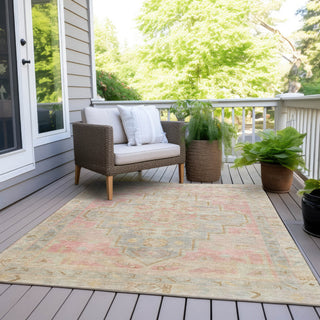 Piper Looms Chantille Border ACN1918 Pink Machine Washable Area Rug Outdoor Lifestyle Image Feature
