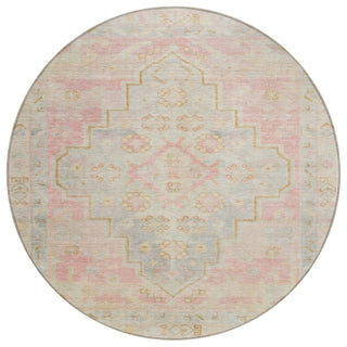 Piper Looms Chantille Border ACN1918 Pink Machine Washable Area Rug Round Main Image