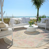 Piper Looms Chantille Border ACN1918 Pink Machine Washable Area Rug Round Outdoor Lifestyle Image Feature