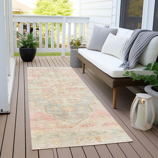Piper Looms Chantille Border ACN1918 Pink Machine Washable Area Rug Runner Outdoor Lifestyle Image Feature