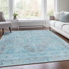 Piper Looms Chantille Border ACN1918 Sky Machine Washable Area Rug Lifestyle Image Feature