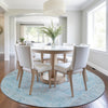 Piper Looms Chantille Border ACN1918 Sky Machine Washable Area Rug Round Lifestyle Image Feature