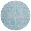 Piper Looms Chantille Border ACN1918 Sky Machine Washable Area Rug Round Main Image