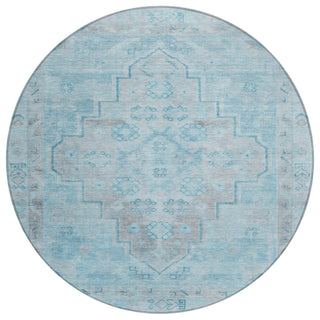 Piper Looms Chantille Border ACN1918 Sky Machine Washable Area Rug Round Main Image