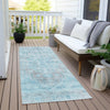Piper Looms Chantille Border ACN1918 Sky Machine Washable Area Rug Runner Outdoor Lifestyle Image Feature