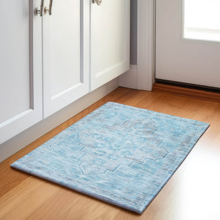 Piper Looms Chantille Border ACN1918 Sky Machine Washable Area Rug Scatter Lifestyle Image Feature