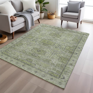 Piper Looms Chantille Border ACN1919 Aloe Machine Washable Area Rug Lifestyle Image Feature
