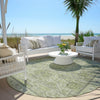 Piper Looms Chantille Border ACN1919 Aloe Machine Washable Area Rug Round Outdoor Lifestyle Image Feature
