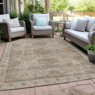 Piper Looms Chantille Border ACN1919 Beige Machine Washable Area Rug Outdoor Lifestyle Image Feature