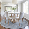 Piper Looms Chantille Border ACN1919 Blue Machine Washable Area Rug Round Lifestyle Image Feature