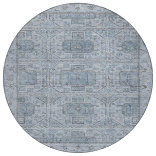 Piper Looms Chantille Border ACN1919 Blue Machine Washable Area Rug Round Main Image