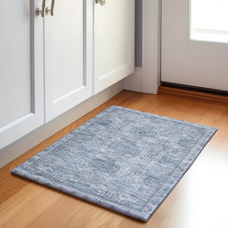 Piper Looms Chantille Border ACN1919 Blue Machine Washable Area Rug Scatter Lifestyle Image Feature