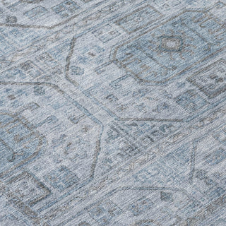 Piper Looms Chantille Border ACN1919 Blue Machine Washable Area Rug Swatch Image