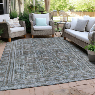 Piper Looms Chantille Border ACN1920 Chocolate Machine Washable Area Rug Outdoor Lifestyle Image Feature