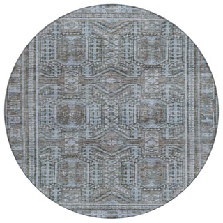 Piper Looms Chantille Border ACN1920 Chocolate Machine Washable Area Rug Round Main Image