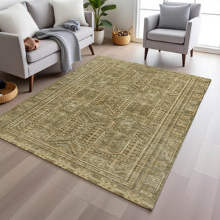 Piper Looms Chantille Border ACN1920 Khaki Machine Washable Area Rug Lifestyle Image Feature