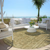 Piper Looms Chantille Border ACN1920 Khaki Machine Washable Area Rug Round Outdoor Lifestyle Image Feature