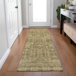 Piper Looms Chantille Border ACN1920 Khaki Machine Washable Area Rug Runner Lifestyle Image Feature