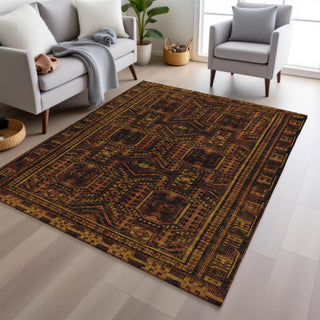 Piper Looms Chantille Border ACN1920 Paprika Machine Washable Area Rug Lifestyle Image Feature