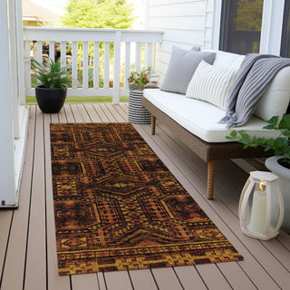 Piper Looms Chantille Border ACN1920 Paprika Machine Washable Area Rug Runner Outdoor Lifestyle Image Feature