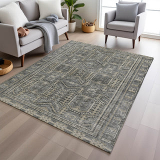 Piper Looms Chantille Border ACN1920 Pewter Machine Washable Area Rug Lifestyle Image Feature