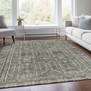 Piper Looms Chantille Border ACN1920 Pewter Machine Washable Area Rug Lifestyle Image Feature