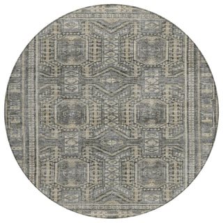 Piper Looms Chantille Border ACN1920 Pewter Machine Washable Area Rug Round Main Image