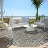 Piper Looms Chantille Border ACN1920 Pewter Machine Washable Area Rug Round Outdoor Lifestyle Image Feature