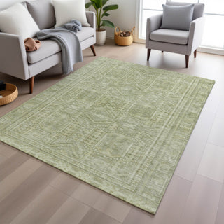 Piper Looms Chantille Border ACN1920 Sage Machine Washable Area Rug Lifestyle Image Feature