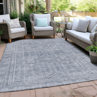 Piper Looms Chantille Border ACN1920 Sky Machine Washable Area Rug Outdoor Lifestyle Image Feature