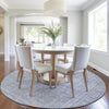 Piper Looms Chantille Border ACN1920 Sky Machine Washable Area Rug Round Lifestyle Image Feature