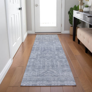 Piper Looms Chantille Border ACN1920 Sky Machine Washable Area Rug Runner Lifestyle Image Feature