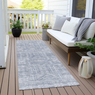 Piper Looms Chantille Border ACN1920 Sky Machine Washable Area Rug Runner Outdoor Lifestyle Image Feature