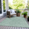 Piper Looms Chantille Border ACN1920 Teal Machine Washable Area Rug Outdoor Lifestyle Image Feature