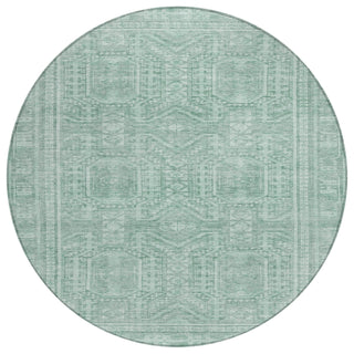 Piper Looms Chantille Border ACN1920 Teal Machine Washable Area Rug Round Main Image