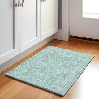 Piper Looms Chantille Border ACN1920 Teal Machine Washable Area Rug Scatter Lifestyle Image Feature