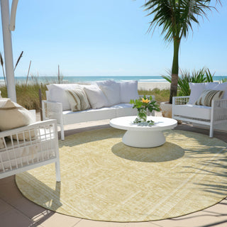 Piper Looms Chantille Border ACN1920 Wheat Machine Washable Area Rug Round Outdoor Lifestyle Image Feature