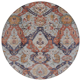 Piper Looms Chantille Panels ACN1921 Blue Machine Washable Area Rug Round Main Image