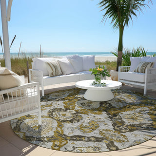 Piper Looms Chantille Panels ACN1921 Brown Machine Washable Area Rug Round Outdoor Lifestyle Image Feature