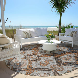 Piper Looms Chantille Panels ACN1921 Paprika Machine Washable Area Rug Round Outdoor Lifestyle Image Feature