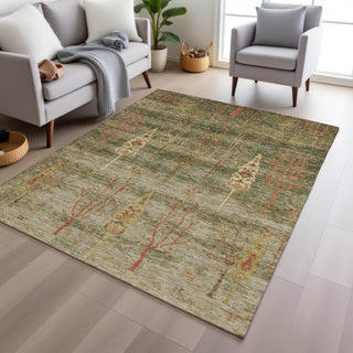 Piper Looms Chantille Floral ACN1922 Aloe Machine Washable Area Rug Lifestyle Image Feature
