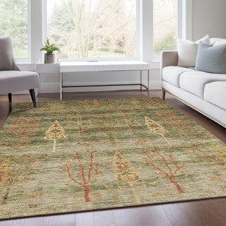 Piper Looms Chantille Floral ACN1922 Aloe Machine Washable Area Rug Lifestyle Image Feature